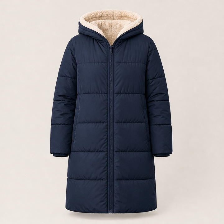 Willowmere – Reversible Sherpa-Lined Hooded Winter Coat + 50% OFF Navy
