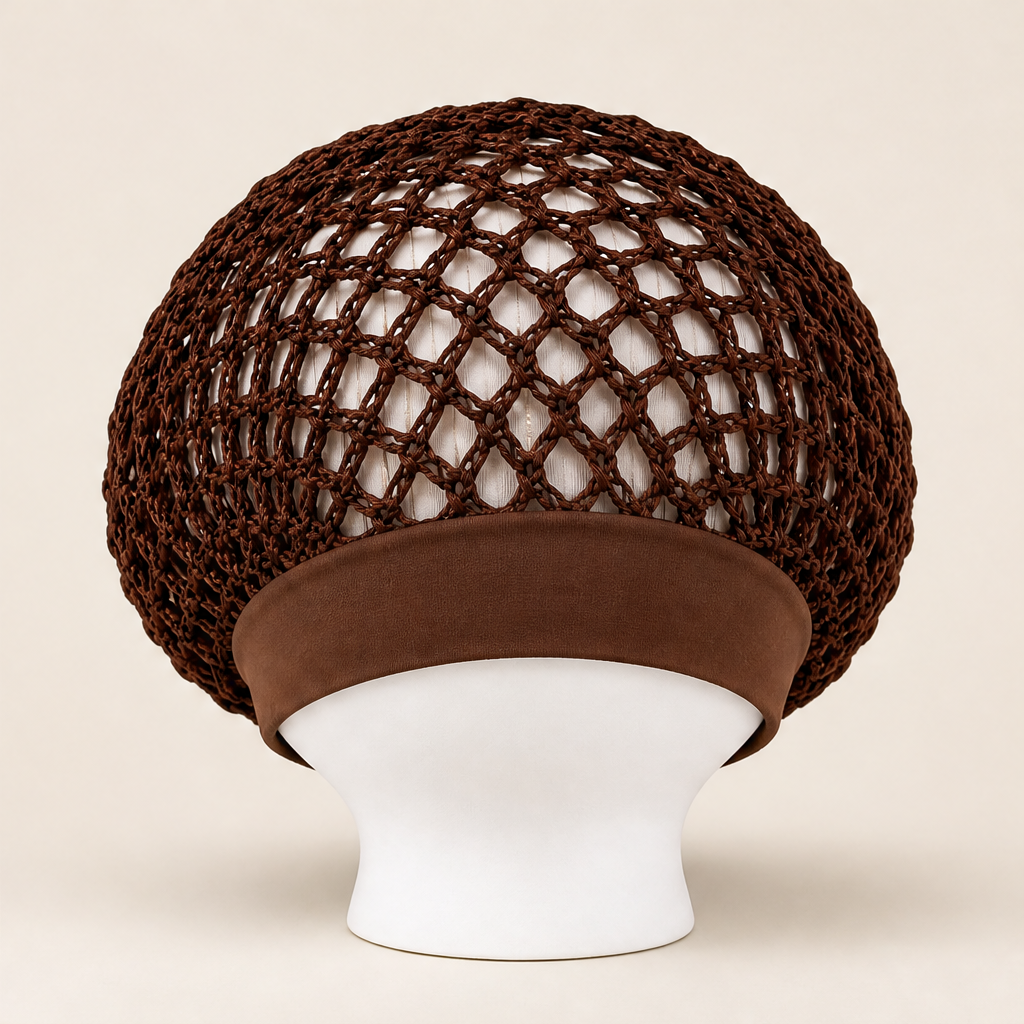 Curlanest – Roomy Mesh 3-Pack Satin-Band Hair Caps for Curls &amp; Braids + 50% OFF Brown