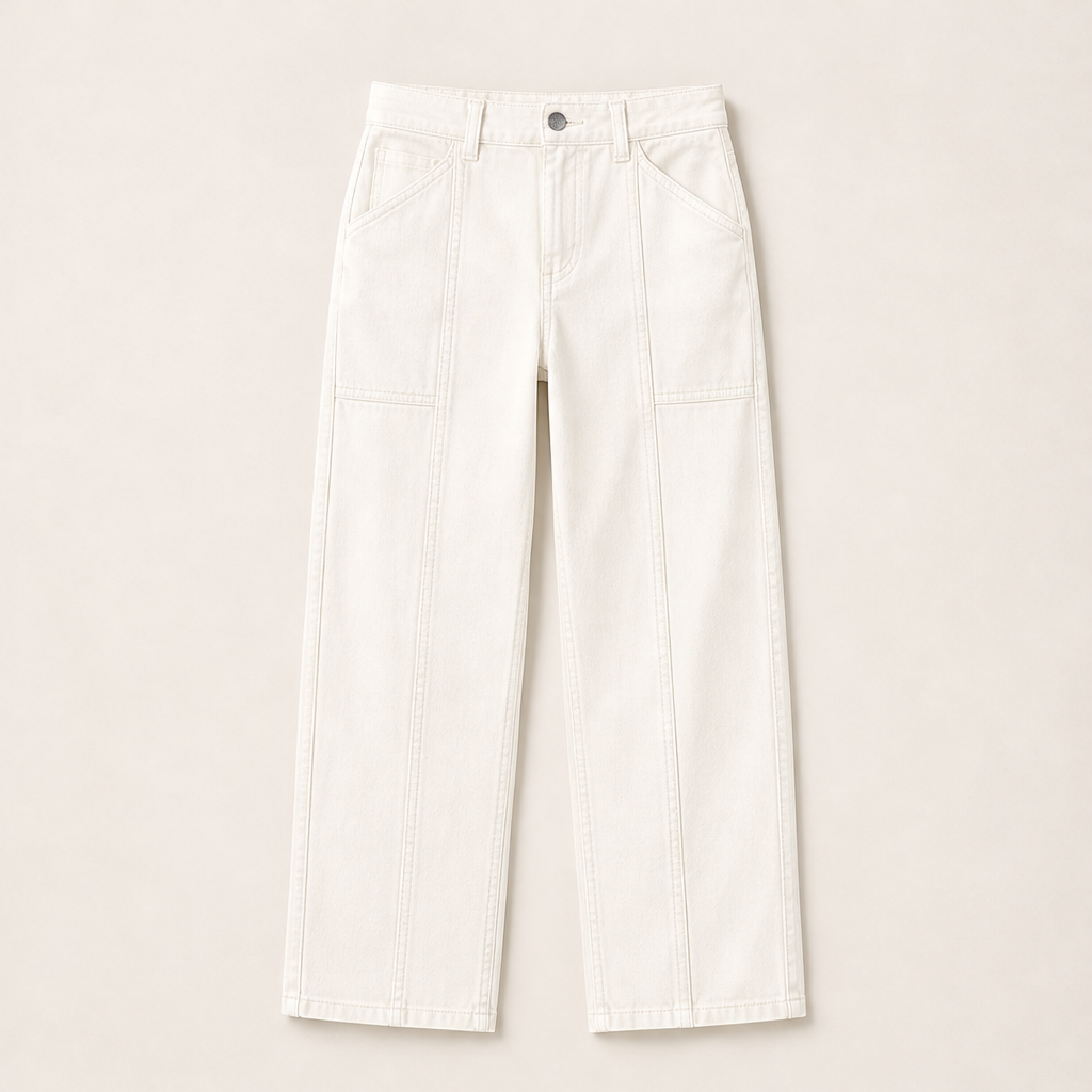 Vertaline – Tailored Straight-Leg Reinforced Seam Trousers + 50% OFF White