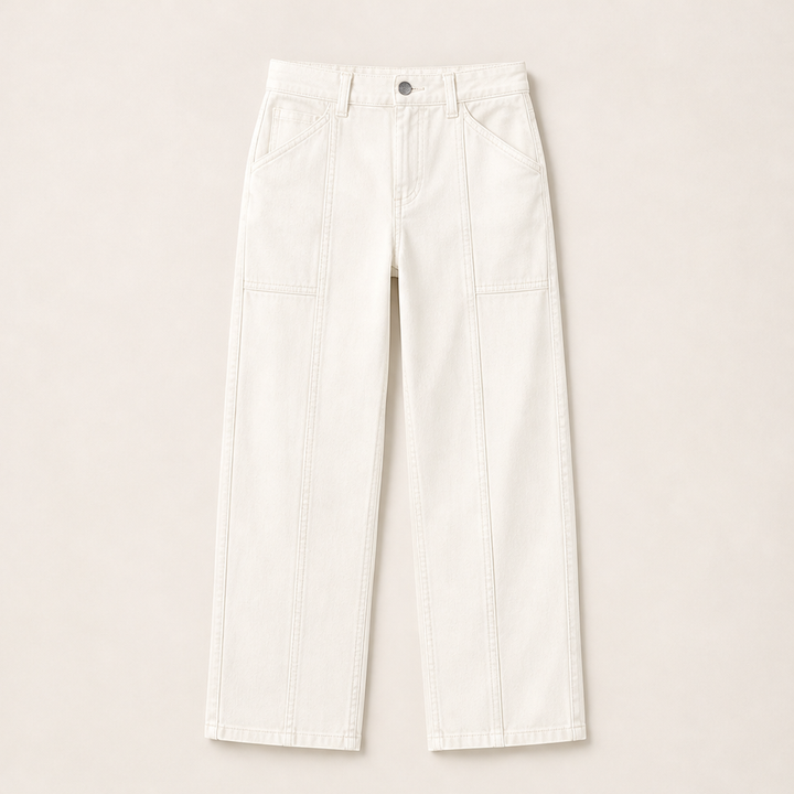 Vertaline – Tailored Straight-Leg Reinforced Seam Trousers + 50% OFF White
