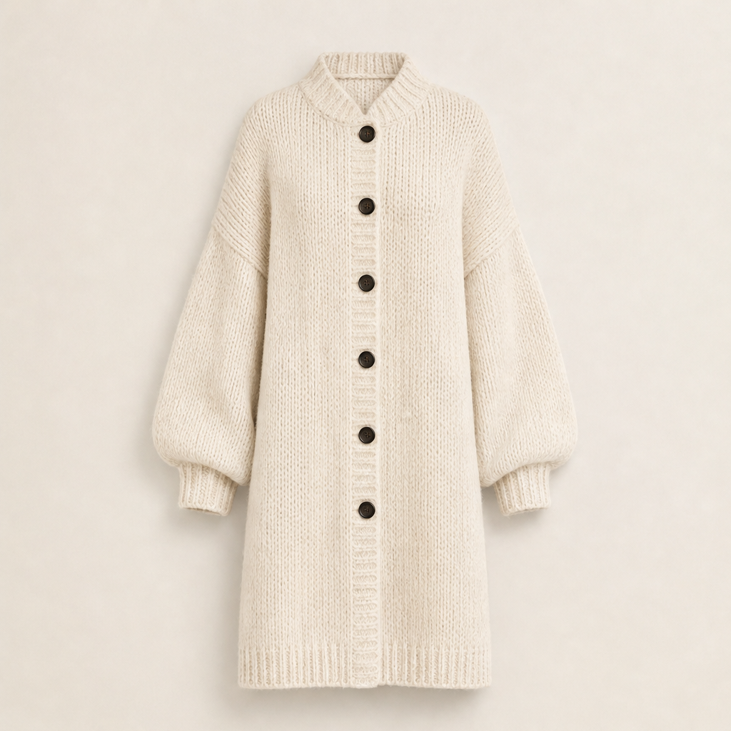 Fernloom – Oversized Chunky Knit Long Cardigan Coat + 50% OFF Beige