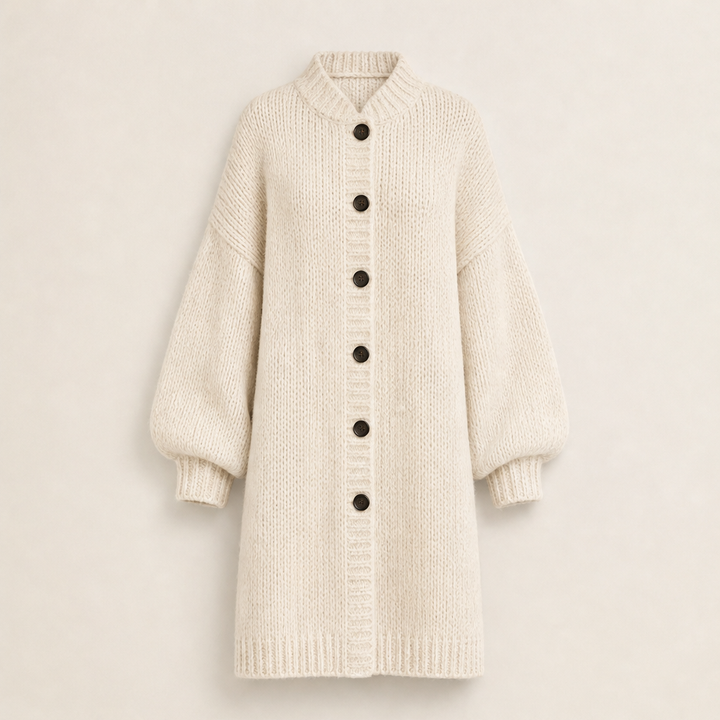 Fernloom – Oversized Chunky Knit Long Cardigan Coat + 50% OFF Beige