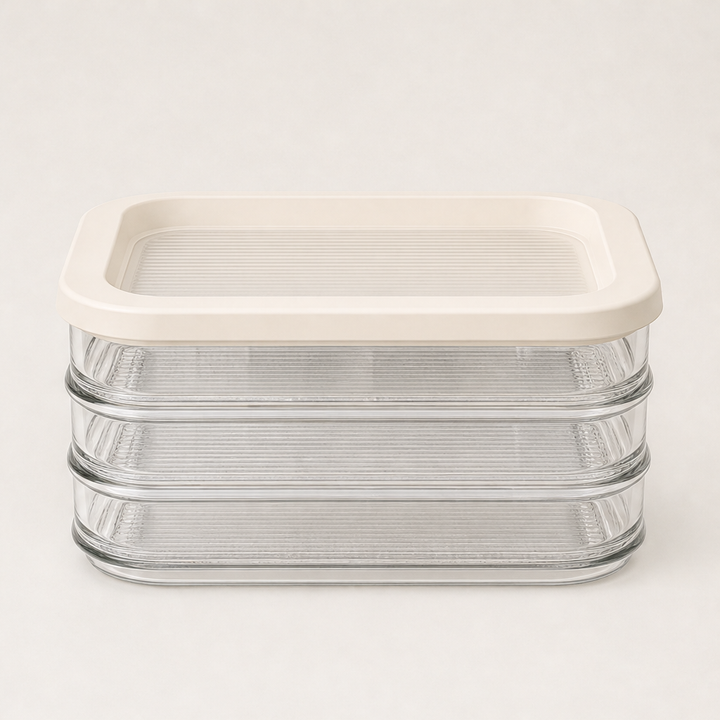 Stackwell – Airtight Stacking Fridge Storage Containers with Lid + 50% OFF Beige