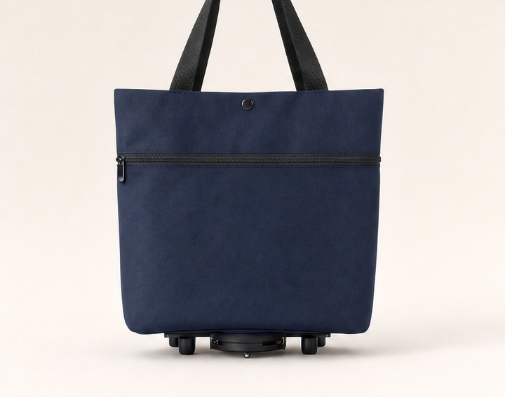 Cartelle – Foldable Rolling Tote with Hidden Wheels Shopping Trolley + 50% OFF Navy