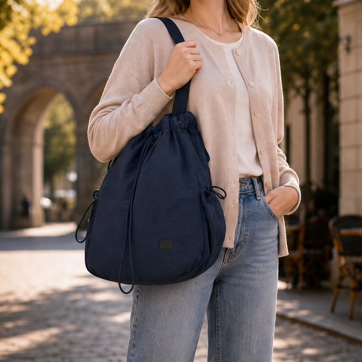 Rovena – 3-Way Convertible Drawstring Tote Backpack + 50% OFF Navy
