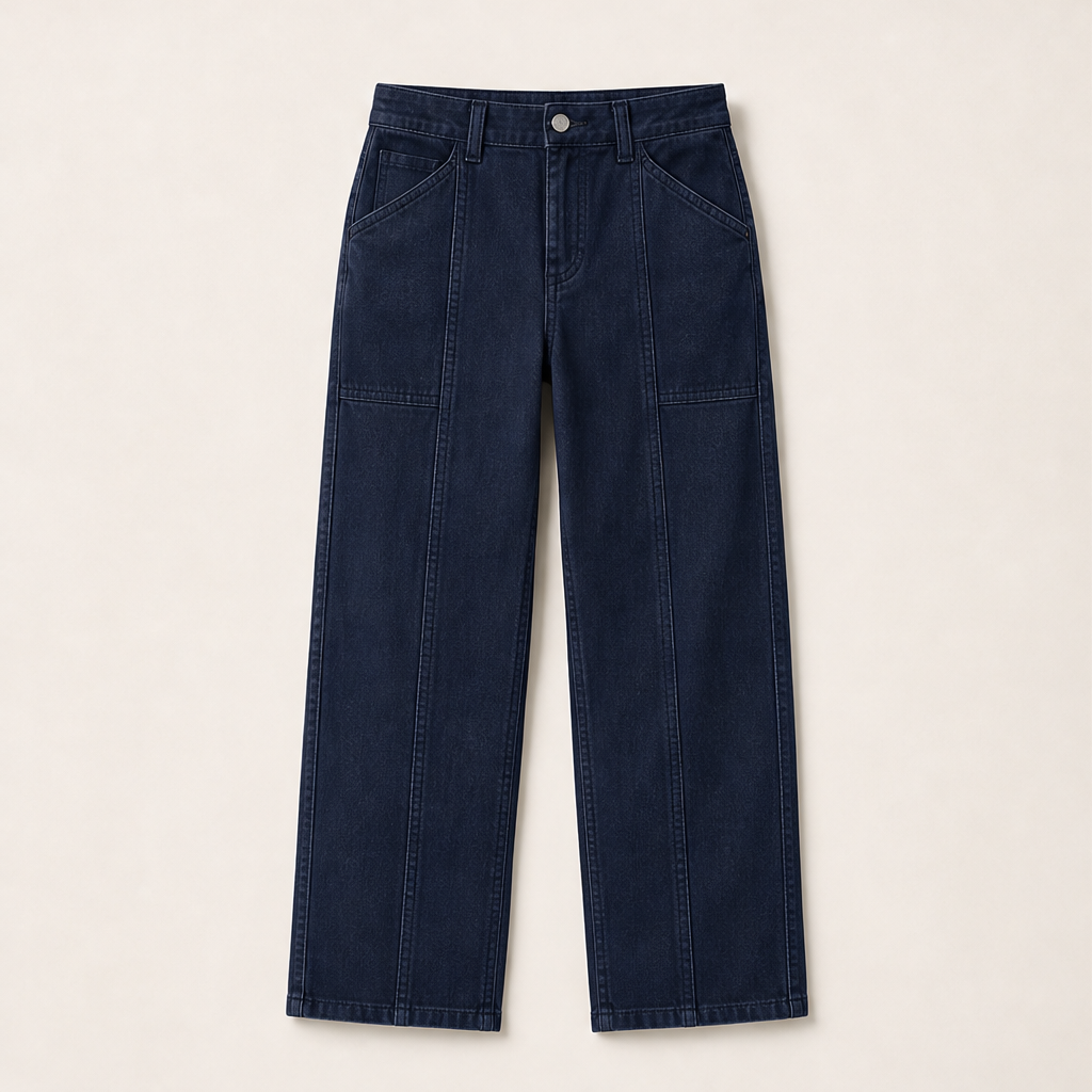 Vertaline – Tailored Straight-Leg Reinforced Seam Trousers + 50% OFF Navy