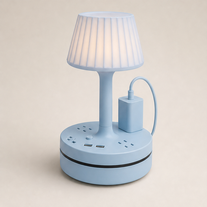 Litewick – Bedside Lamp with AC Outlets &amp; USB Charging Base + 50% OFF Blue