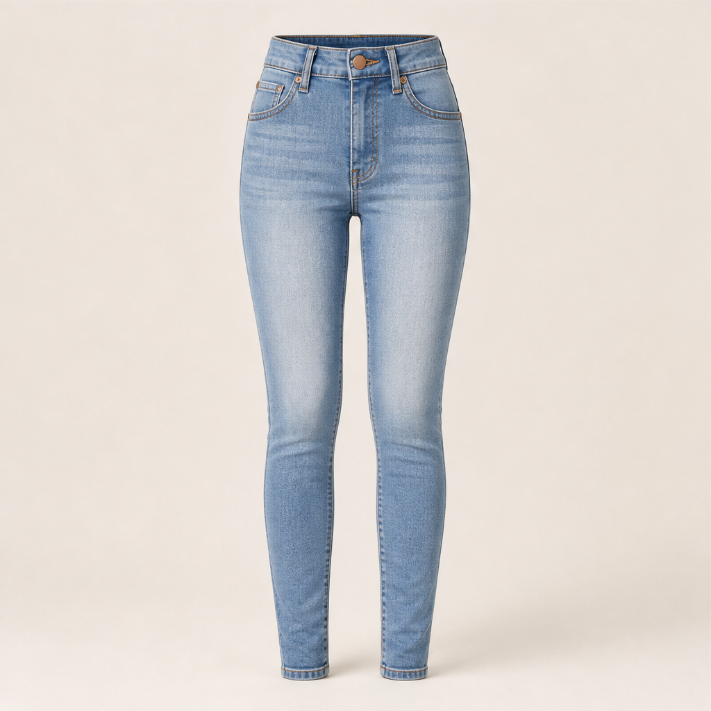 Denwick – High-Waist Stretch Skinny Jeans + 50% OFF Light Blue