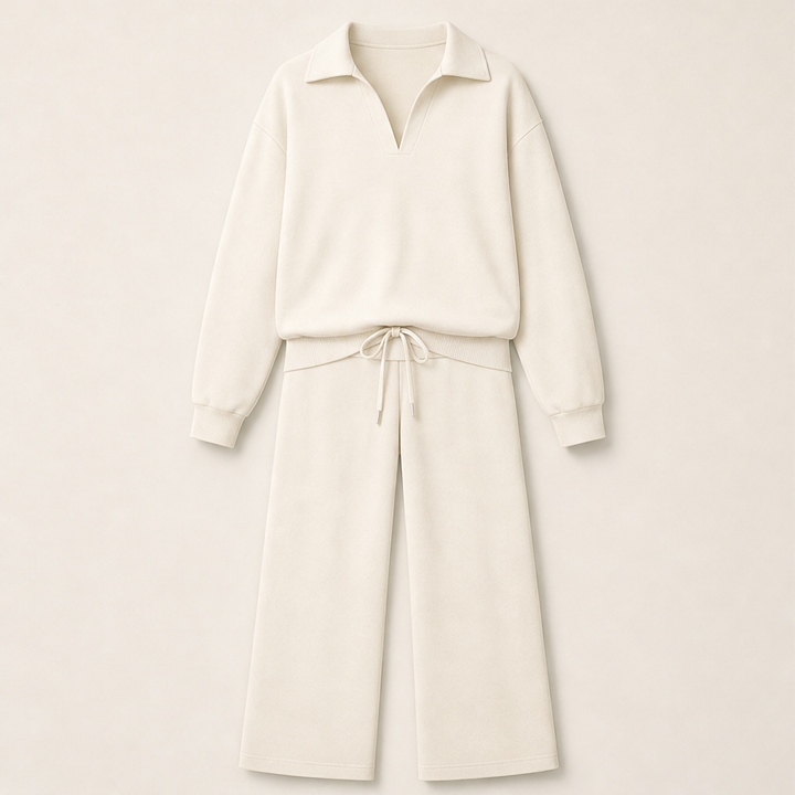 Cloudmere – Slimming V-Neck Cloud-Soft Lounge Set + 50% OFF Beige