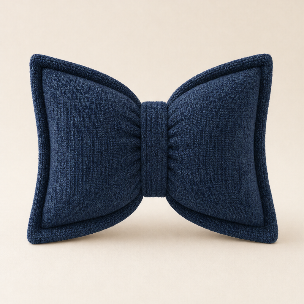 Bowveille – Sculptural Chenille Bow Throw Pillow with Insert + 50% OFF Navy
