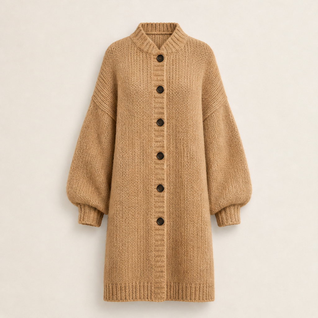 Fernloom – Oversized Chunky Knit Long Cardigan Coat + 50% OFF Camel