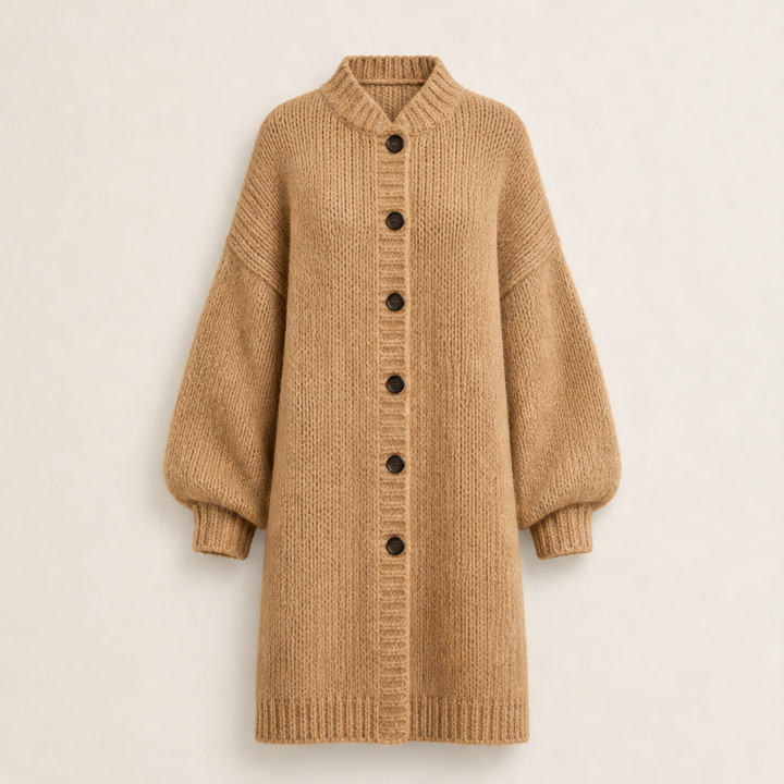 Fernloom – Oversized Chunky Knit Long Cardigan Coat + 50% OFF Camel
