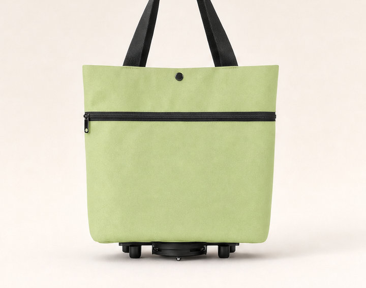 Cartelle – Foldable Rolling Tote with Hidden Wheels Shopping Trolley + 50% OFF Sage Green