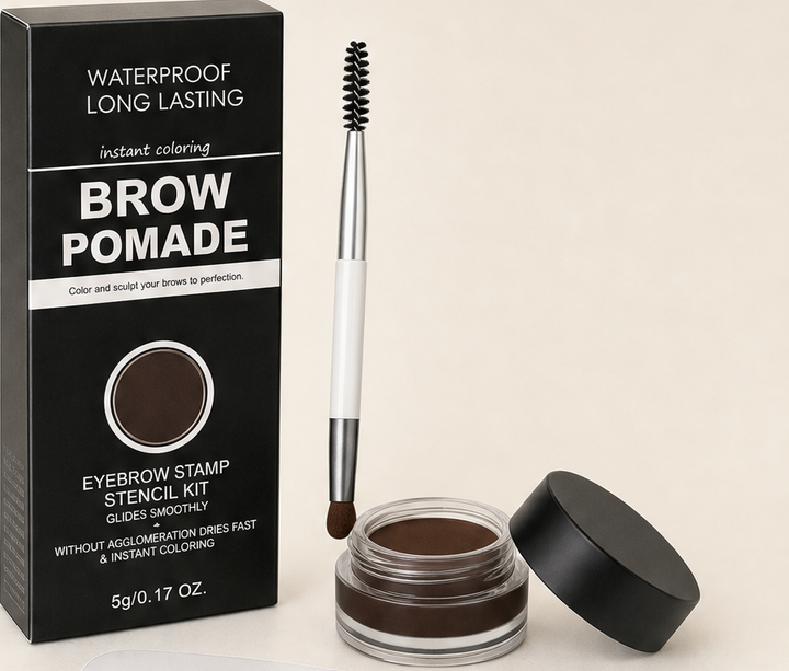 Archella – Waterproof Matte Brow Pomade Stamp Kit with 10 Reusable Templates + BUY 1 + PICK 1 FREE COLOR Dark Brown