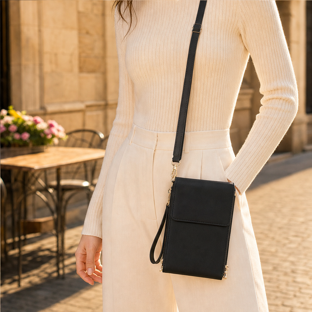 Sablewick – RFID-Blocking Touchscreen Crossbody Wallet Bag + 50% OFF Black