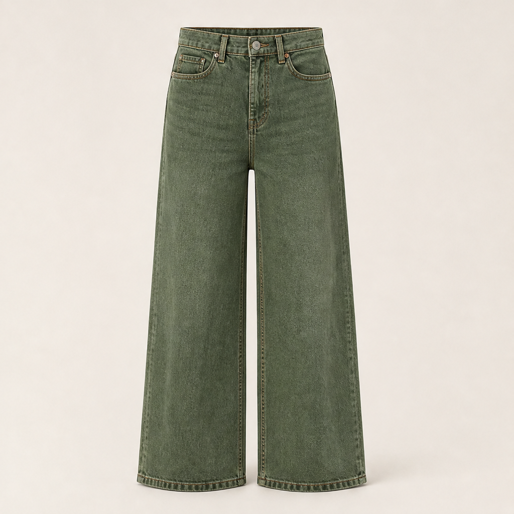 Lindenwash – Leg-Lengthening High-Rise Wide-Leg Jeans + 50% OFF Green
