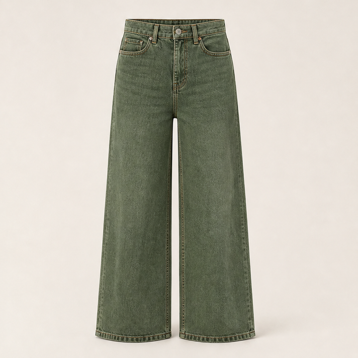 Lindenwash – Leg-Lengthening High-Rise Wide-Leg Jeans + 50% OFF Green