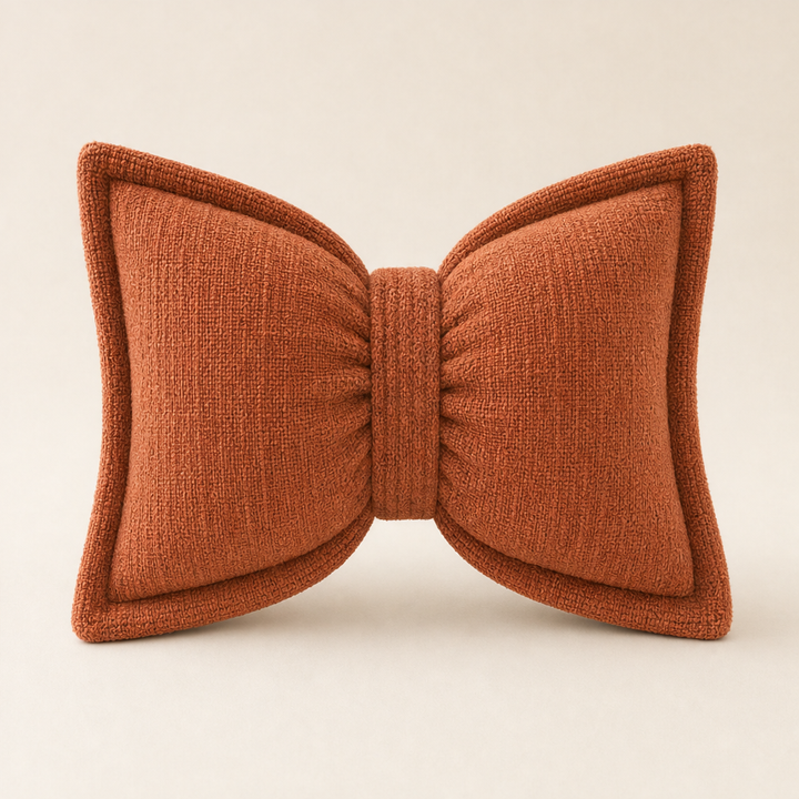 Bowveille – Sculptural Chenille Bow Throw Pillow with Insert + 50% OFF Rust