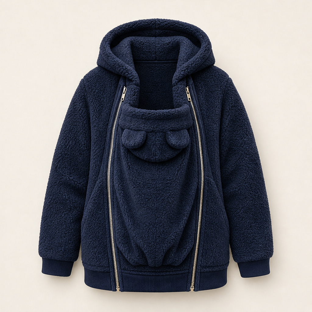 Kindlewrap – Babywearing Sherpa Fleece Hoodie with Zip Carrier Pouch + 50% OFF Navy