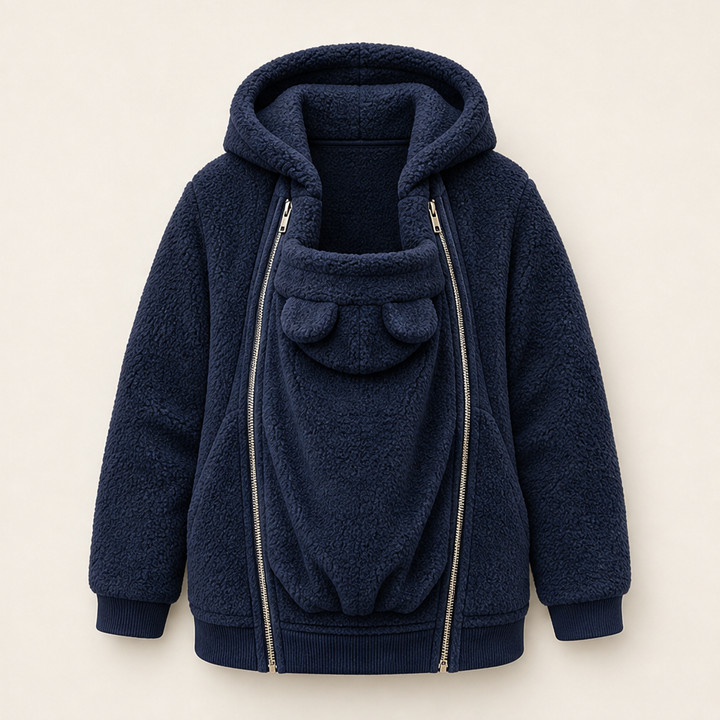 Kindlewrap – Babywearing Sherpa Fleece Hoodie with Zip Carrier Pouch + 50% OFF Navy