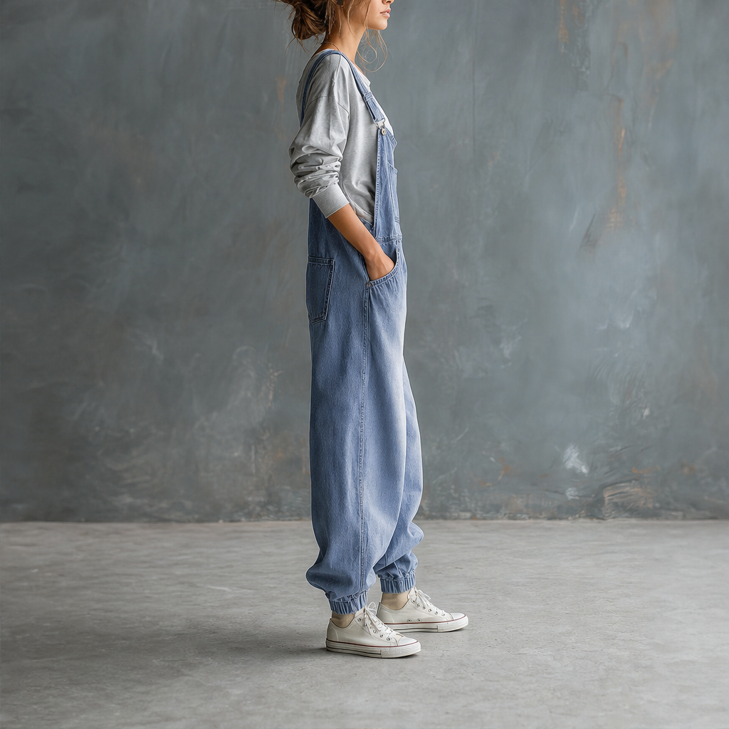 Wanderloom – Oversized Adjustable-Strap Washed Denim Overalls + 50% OFF lifestyle
