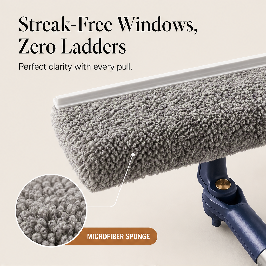 ClearReach – Extendable Double-Sided Sponge and Scraper Window Cleaner + 50% OFF features