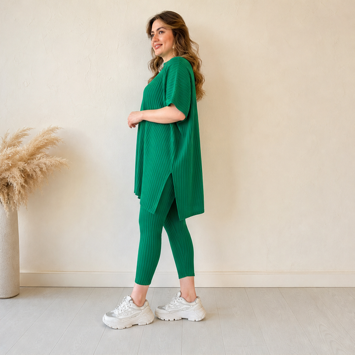 Ribleigh – Oversized Rib-Knit Top &amp; Trouser Two-Piece Set + 50% OFF lifestyle