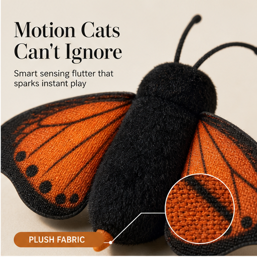 Flutterlure – Motion-Sensing Flapping Butterfly Interactive Cat Toy features
