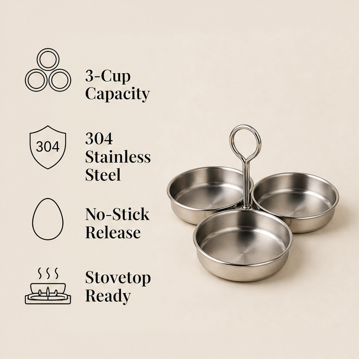 Yolkcraft – 304 Stainless Steel 3-Cup Egg Steamer with Lift Handle + 50% OFF features