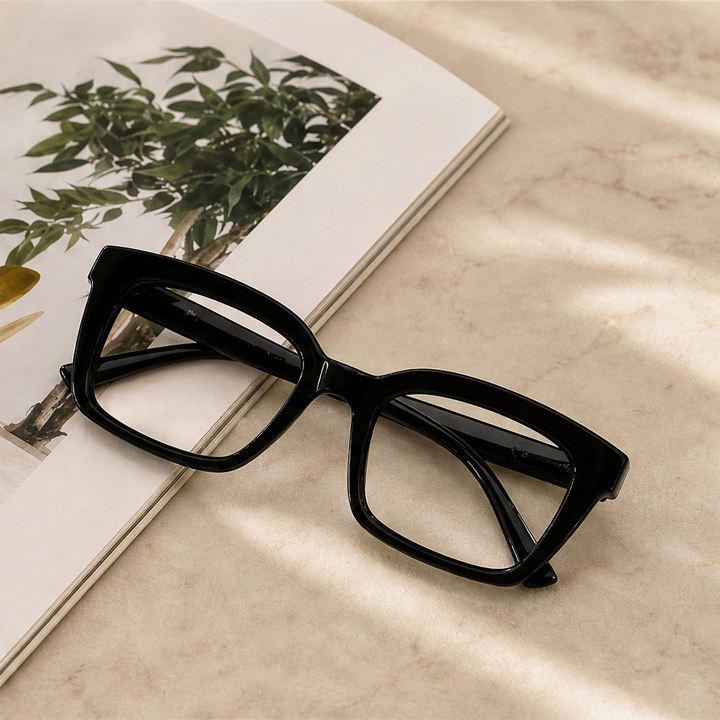 Amberloe – Blue Light Blocking Oversized Square Reading Glasses + 50% OFF lifestyle