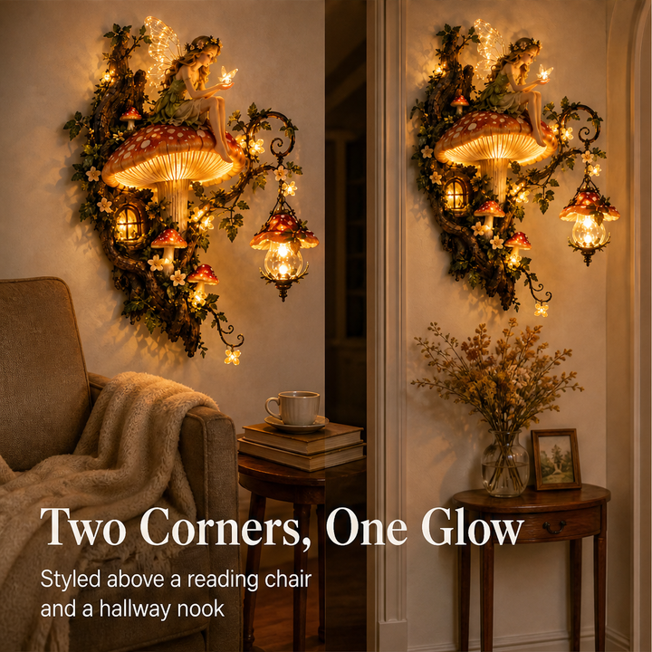 Thistlemoor – Hand-Sculpted Glowing Fairy Mushroom Wall Light + 50% OFF detail