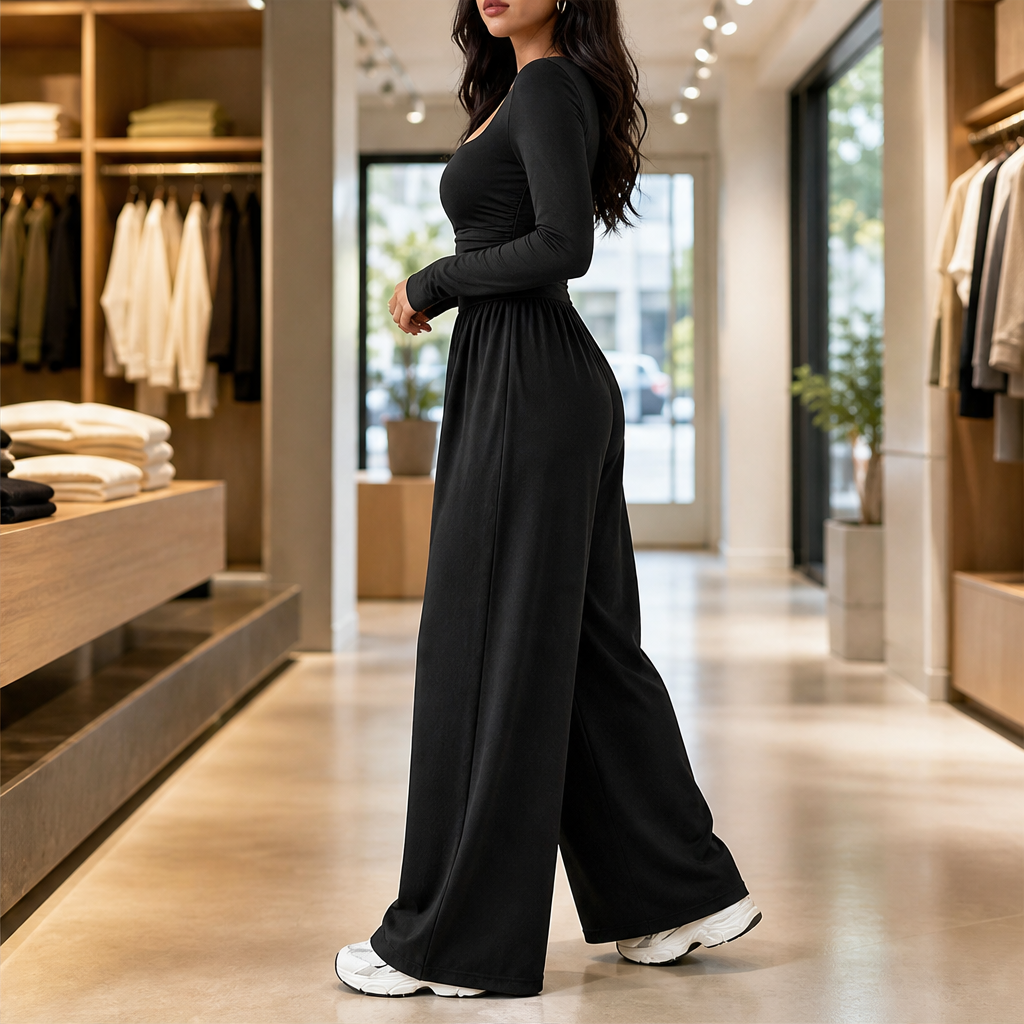 Verawide – Square-Neck Ruched-Waist Wide-Leg Jumpsuit + 50% OFF lifestyle