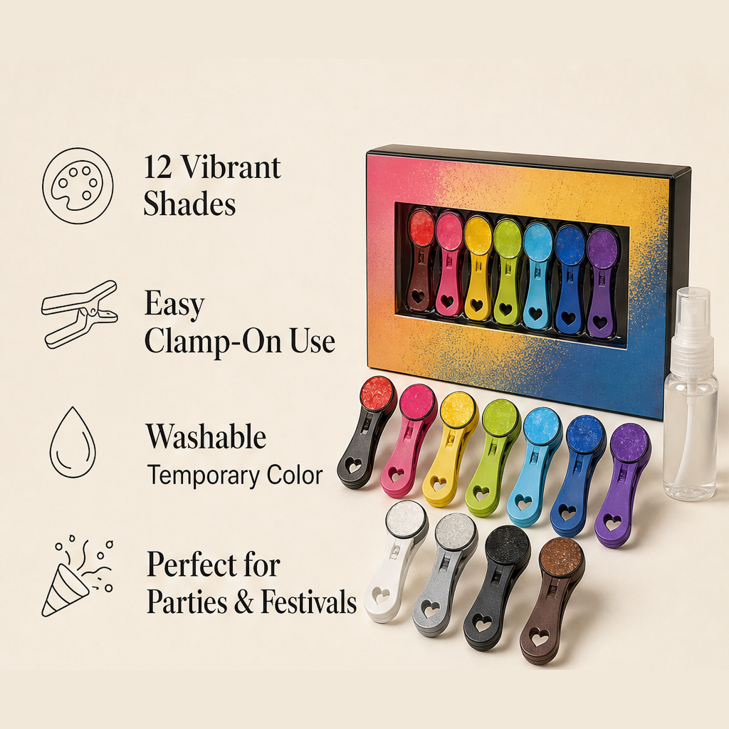 Chalklet – 12-Color Clamp-On Temporary Hair Chalk Set + 50% OFF features