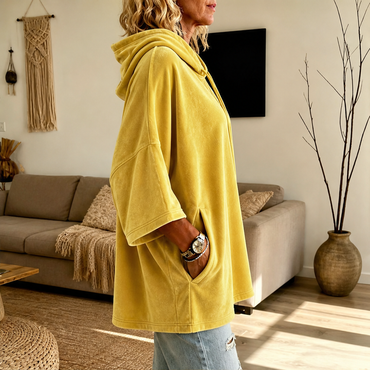 Plushwick – Oversized Velour Drawstring Hoodie with 3/4 Sleeves + 50% OFF lifestyle
