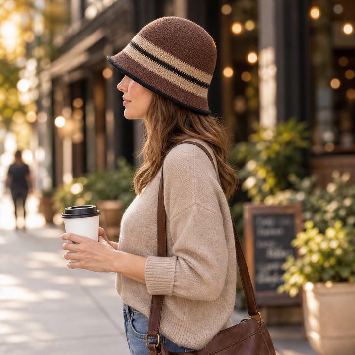 Clochet – Foldable Striped Knit Cloche Bucket Hat + 50% OFF lifestyle
