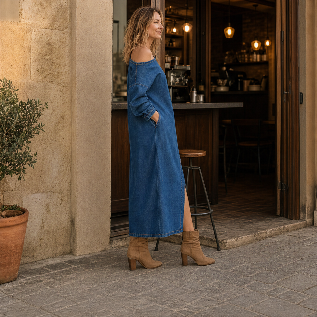 Willowdusk – Off-Shoulder Side-Slit Denim Maxi Dress + 50% OFF lifestyle