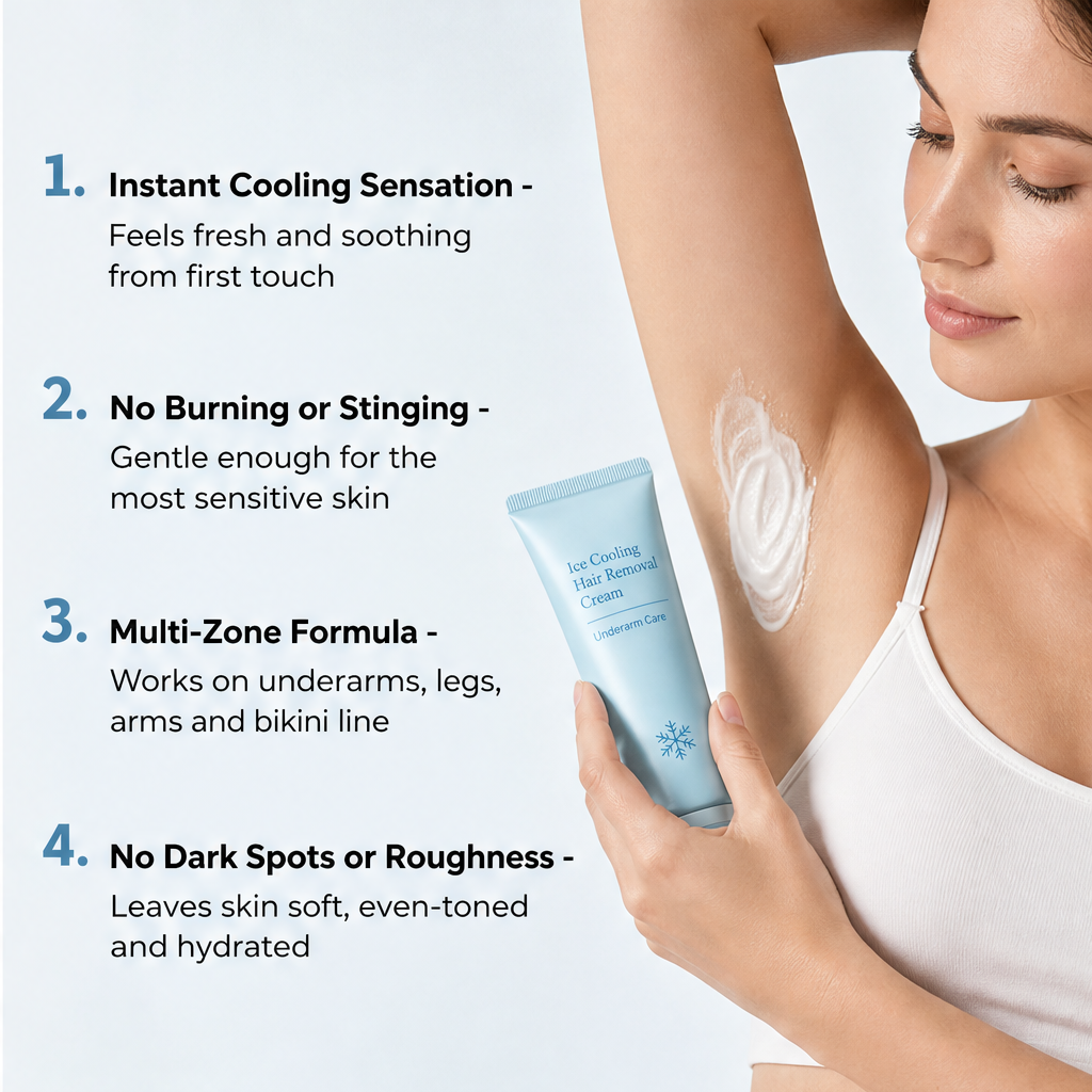 Frostelle – Ice Sensation Dual Hair Removal Cream for Underarms &amp; Bikini + 1+1 FREE features
