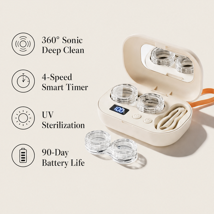 Clarivue – Sonic Deep-Clean Rechargeable Contact Lens Cleaner + 50% OFF features