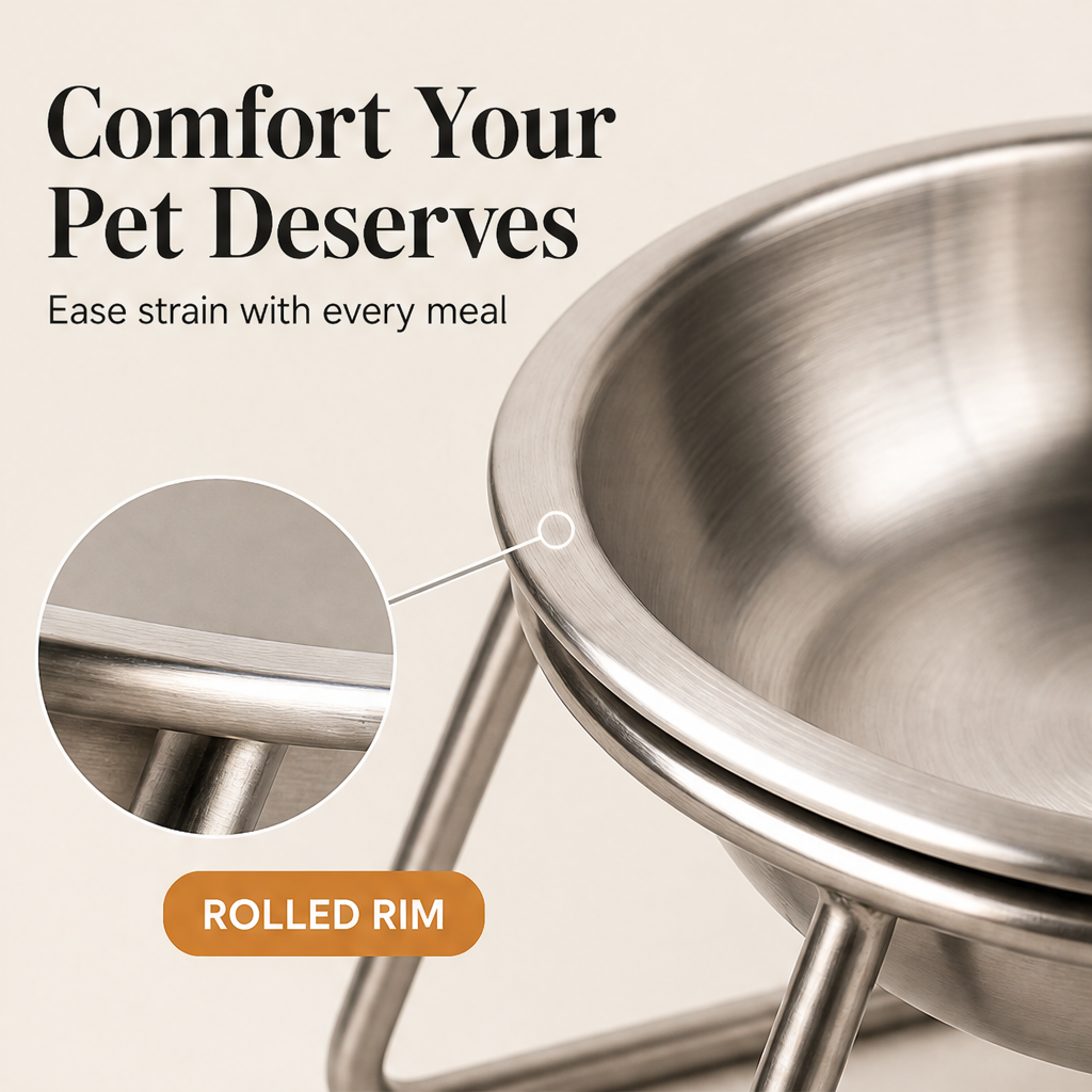 TiltEase – 15° Tilted Elevated Anti-Vomit Stainless Steel Feeding Bowl + 50% OFF features