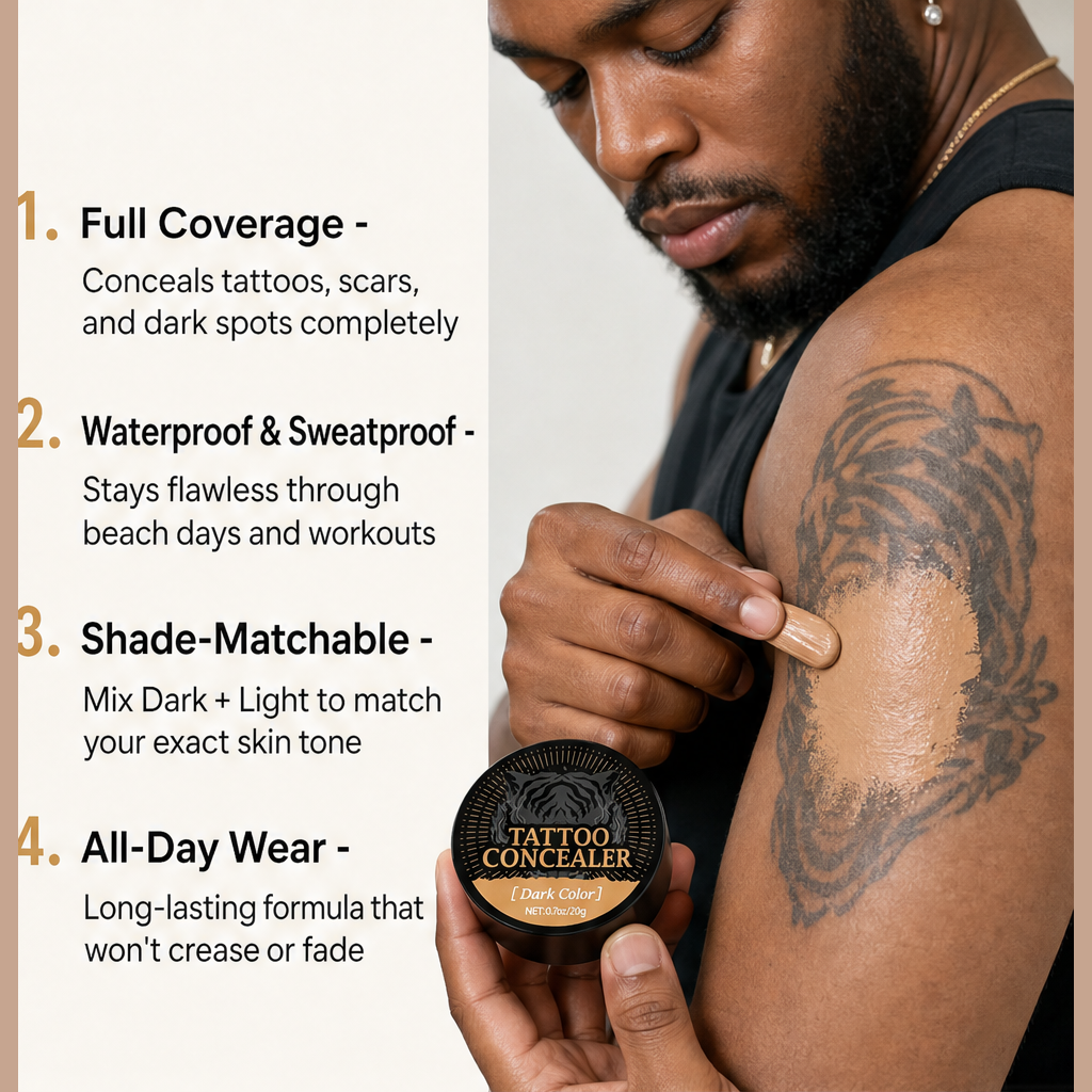 Camoura – Waterproof Dual-Shade Blend Concealer Cream for Tattoos &amp; Scars + BUY 1 + PICK 1 FREE COLOR features