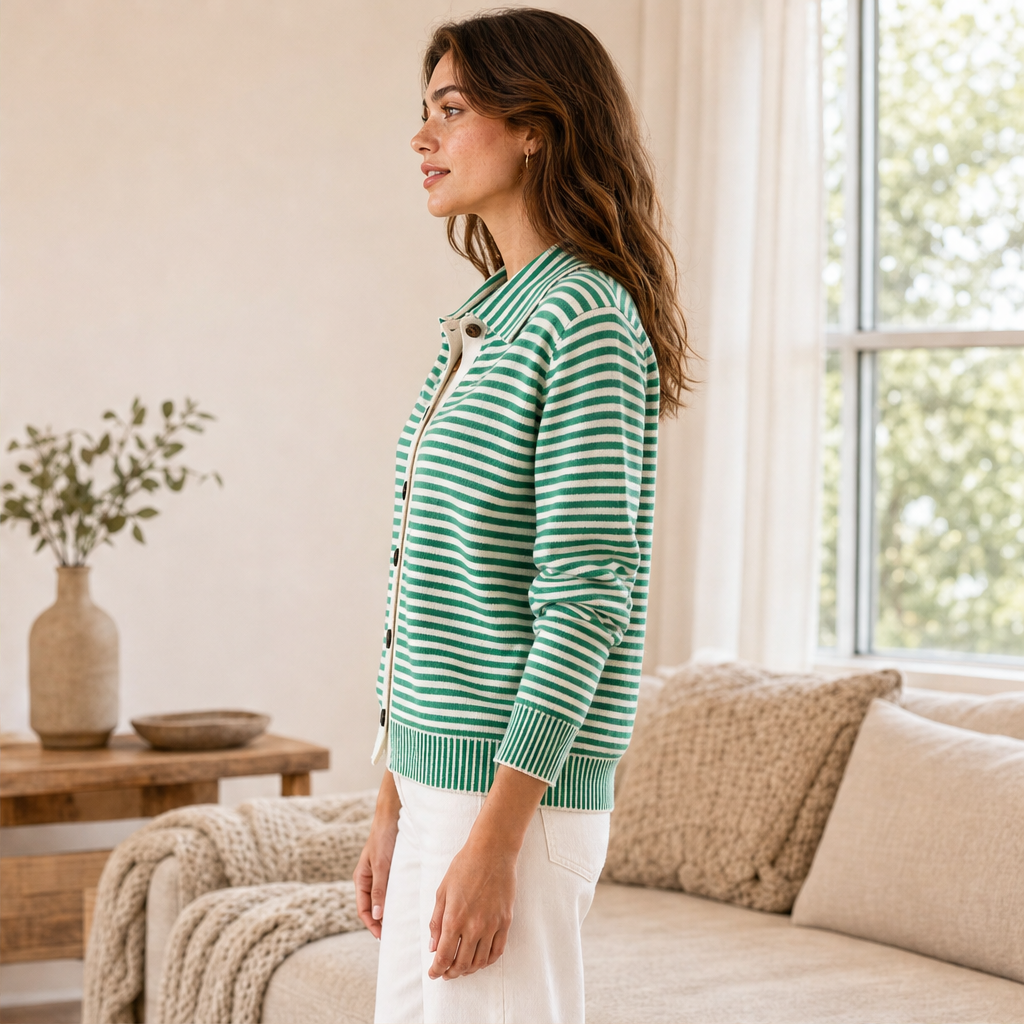 Willowknit – Cozy Striped Knit Collar Cardigan + 50% OFF lifestyle
