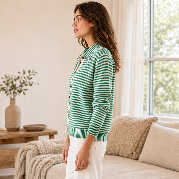 Willowknit – Cozy Striped Knit Collar Cardigan + 50% OFF lifestyle