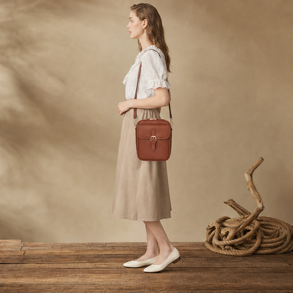 Rosewick – Vintage Pebbled Leather Crossbody Messenger Bag + 50% OFF lifestyle