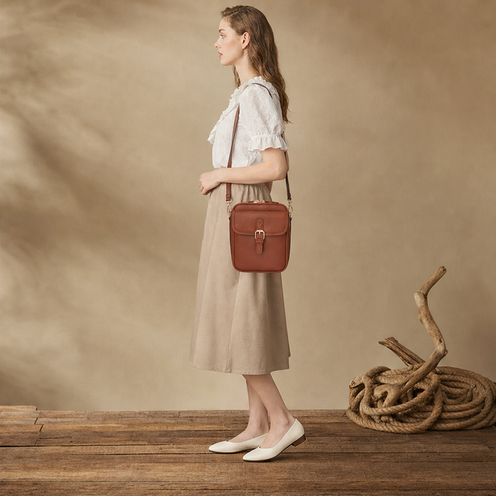 Rosewick – Vintage Pebbled Leather Crossbody Messenger Bag + 50% OFF lifestyle