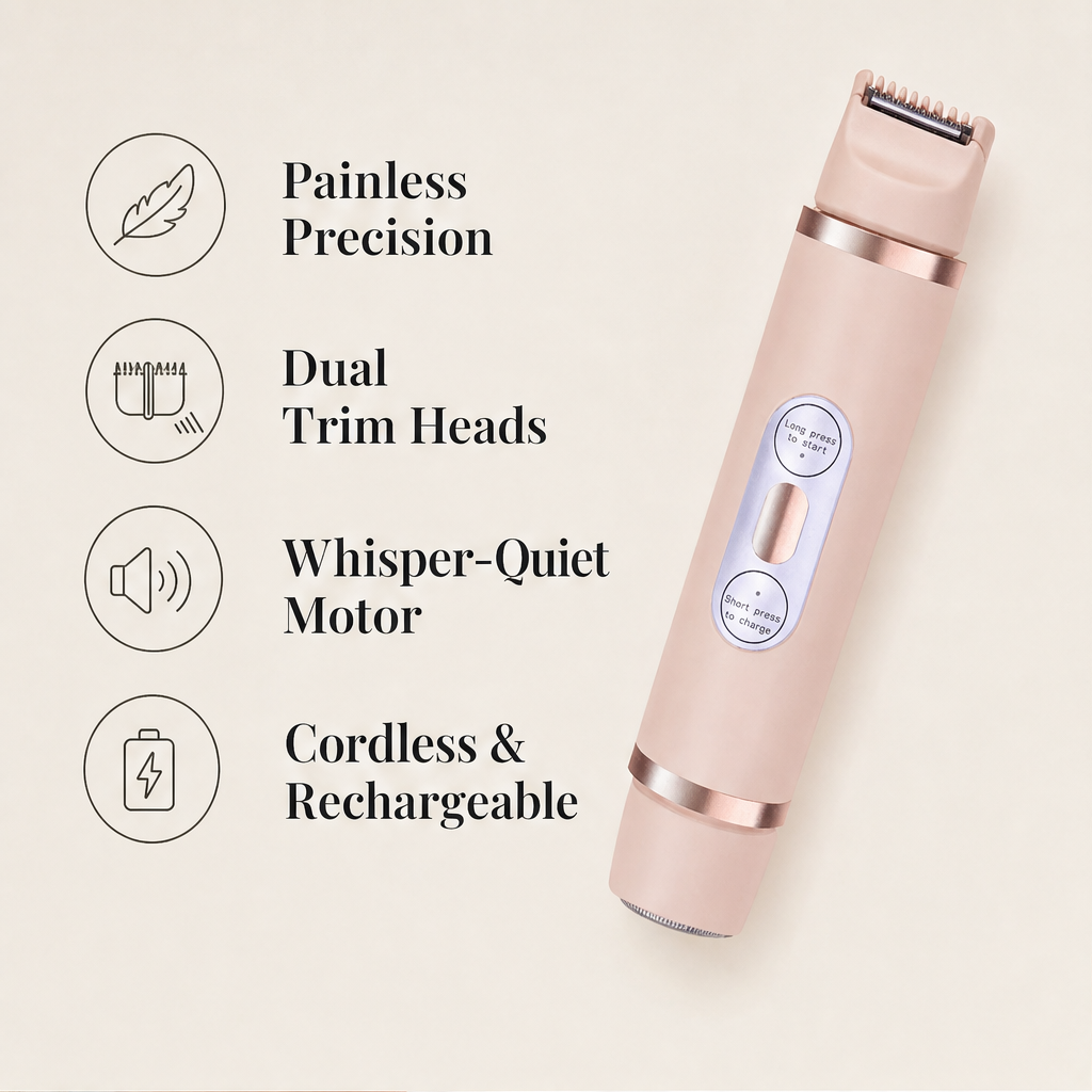 Petalique – Painless Dual-Head Cordless Bikini Trimmer + 50% OFF features