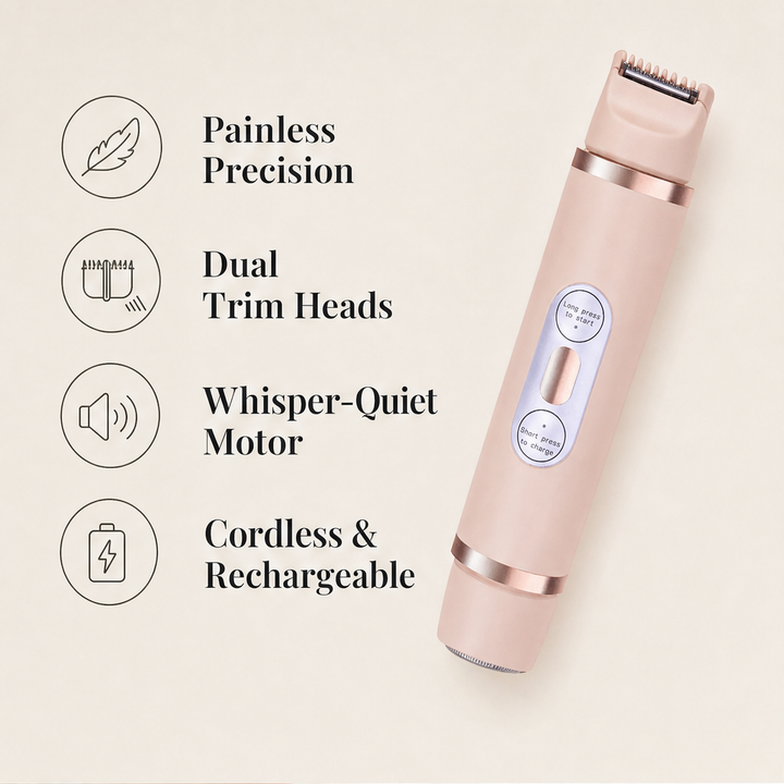 Petalique – Painless Dual-Head Cordless Bikini Trimmer + 50% OFF features