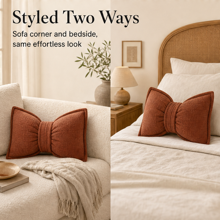 Bowveille – Sculptural Chenille Bow Throw Pillow with Insert + 50% OFF detail