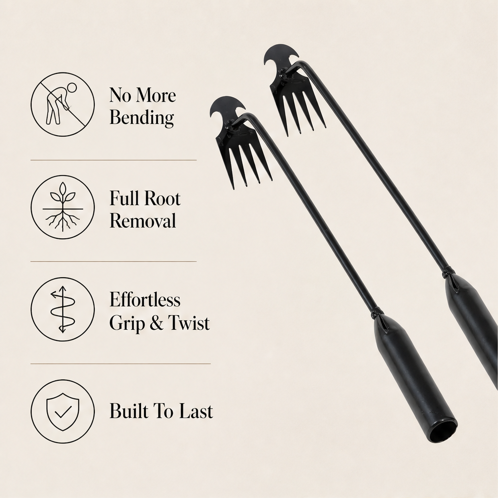 Rootwick – Stand-Up Long-Handle Weed Puller with Claw Fork + 50% OFF features