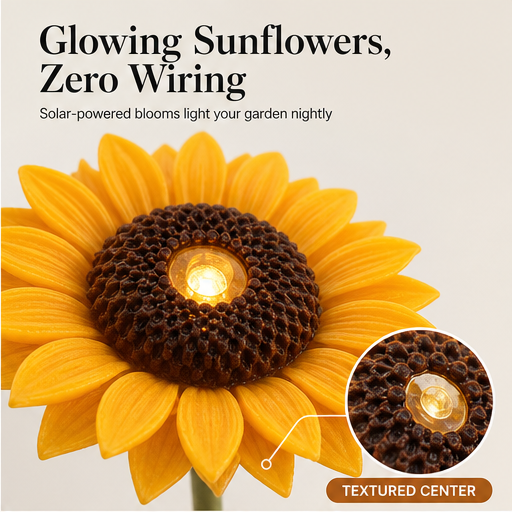 Sunwick – Glowing 3-Head Solar Sunflower Stake Lights features