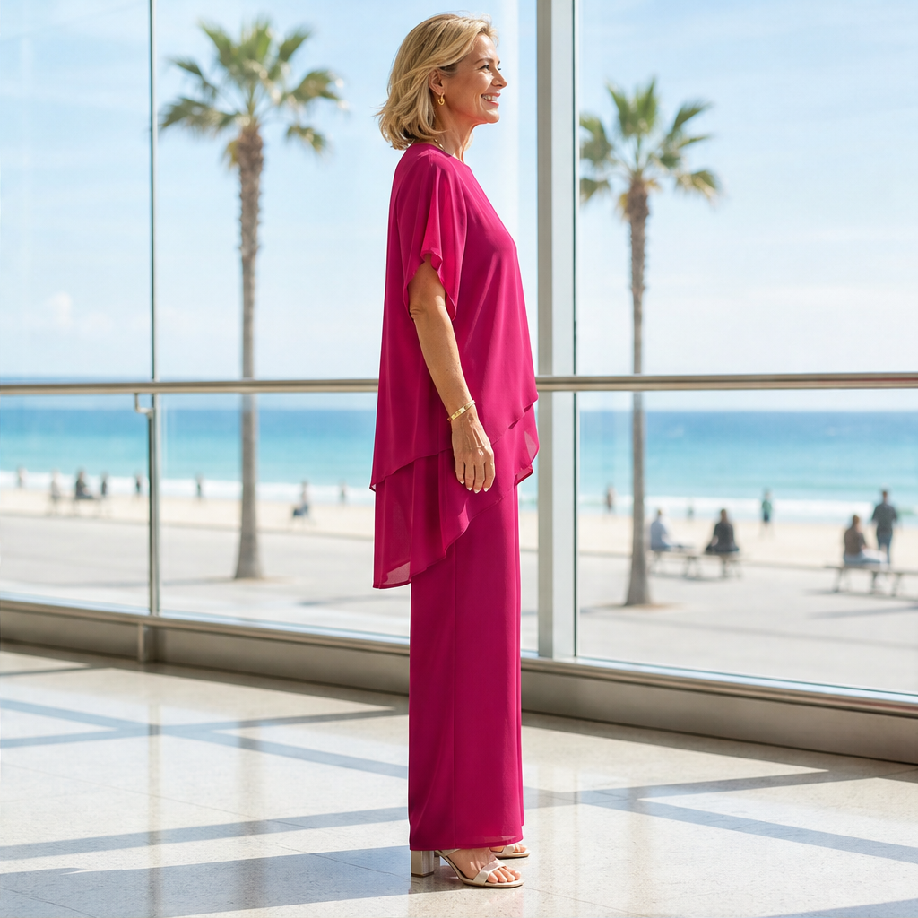 Verlaine – Flowy Asymmetrical Hem Wide-Leg Two-Piece Set + 50% OFF lifestyle